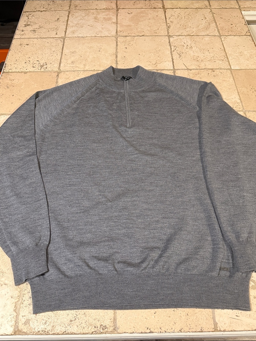 Sun Day Red Pullover Sweater Mens XL in Heather Gray. Merino Wool 1/4 Zip Mock.